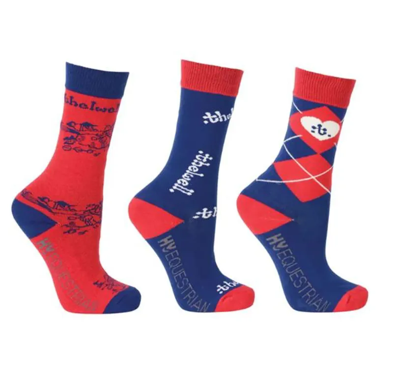 Hy Equestrian Childs Thelwell 'Collection' Socks Pack Of 3