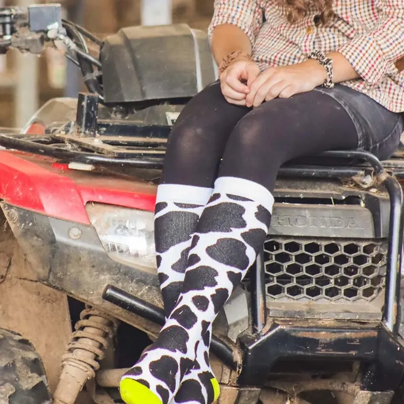 Bartleby Funky Cow Print Welly Socks-1