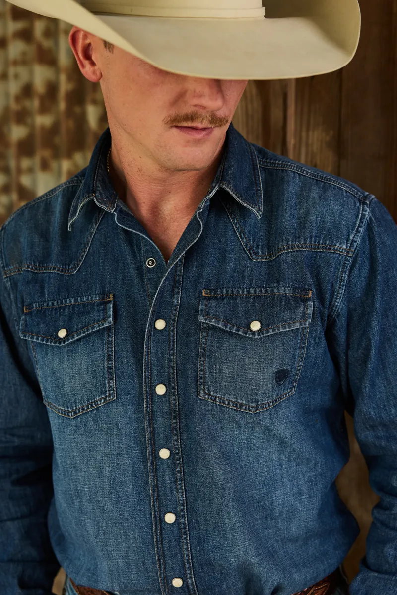Ariat Denim Retro Fit Shirt in Stone-4