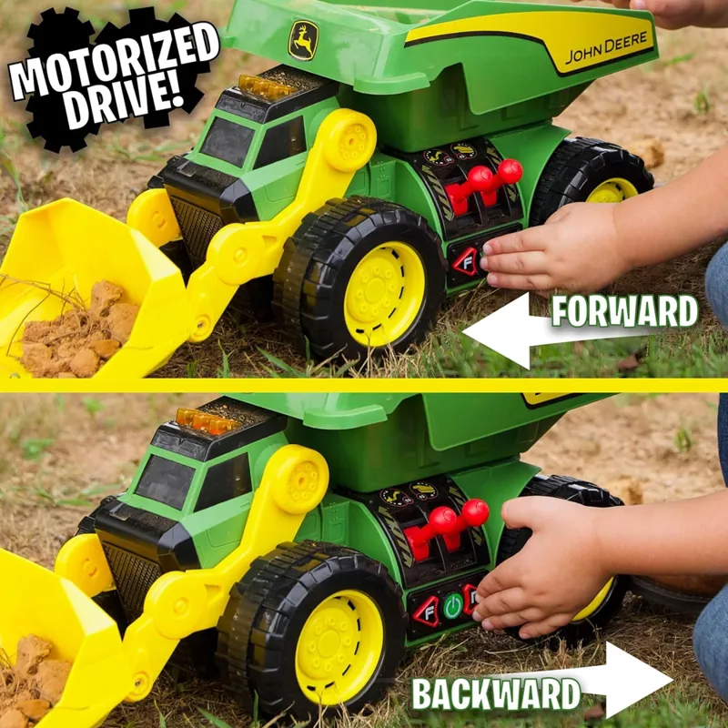 John Deere 2 in 1 Dig a Rig Motorised Dump Truck and Front Loader-4