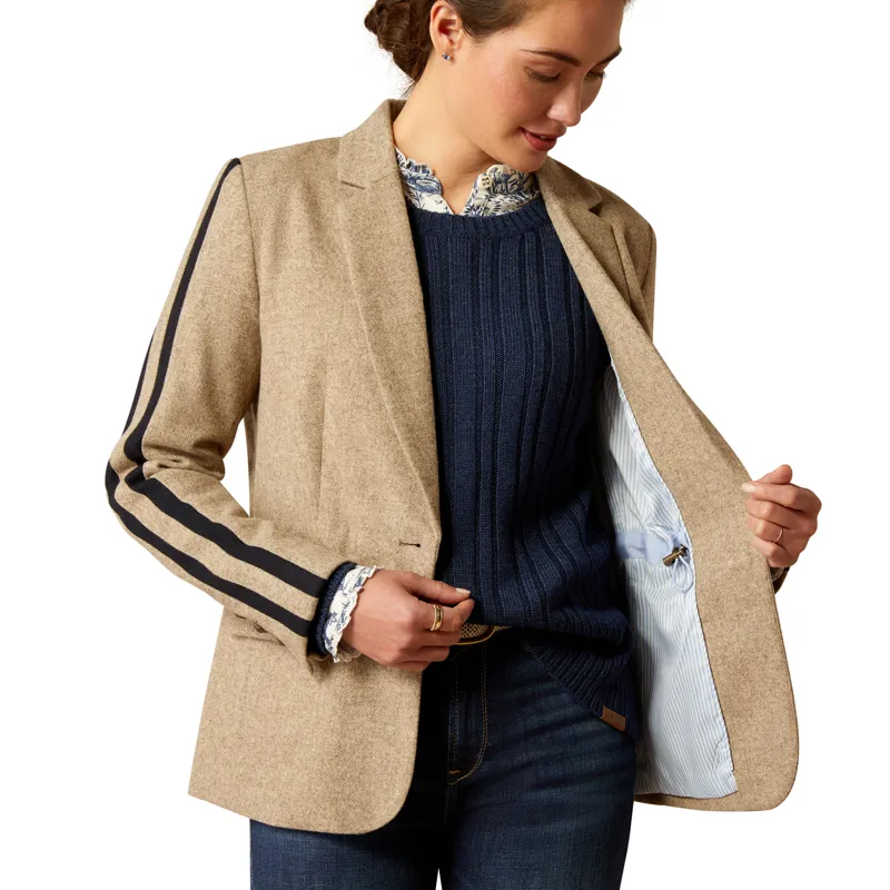 Ariat Dornie Wool Blazer in Camel Herringbone-1