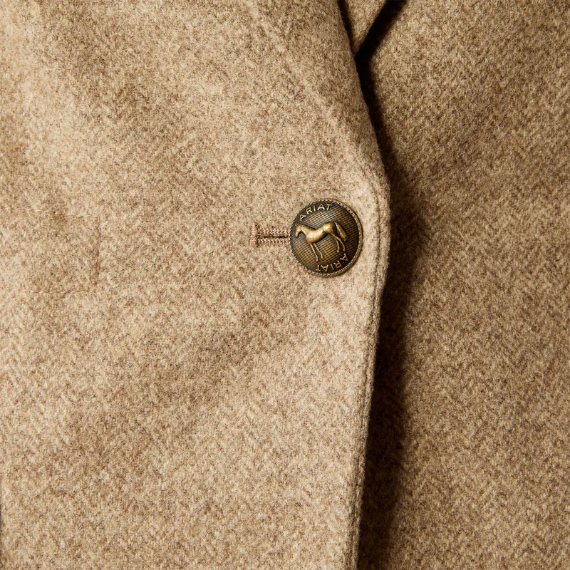 Ariat Dornie Wool Blazer in Camel Herringbone-3