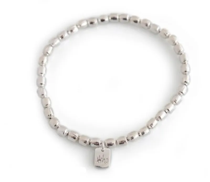Hiho Sterling Silver Drum Bead Bracelet