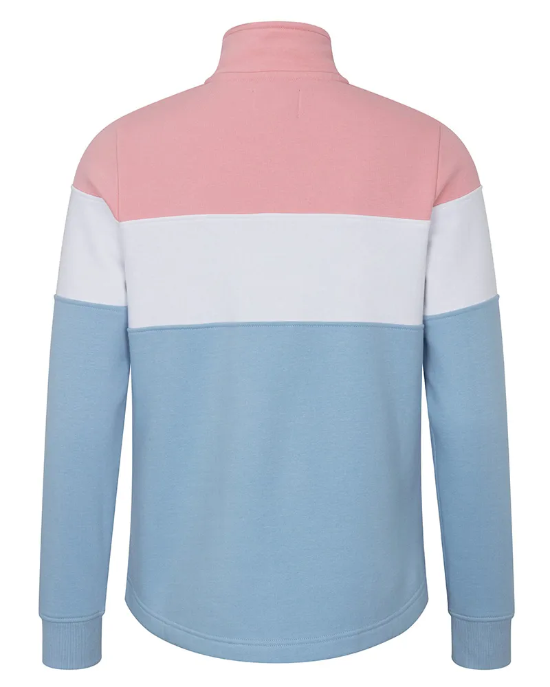 Hoggs of Fife Dumfries 1888 1/4 Zip Sweatshirt in Pink White and Blue-2