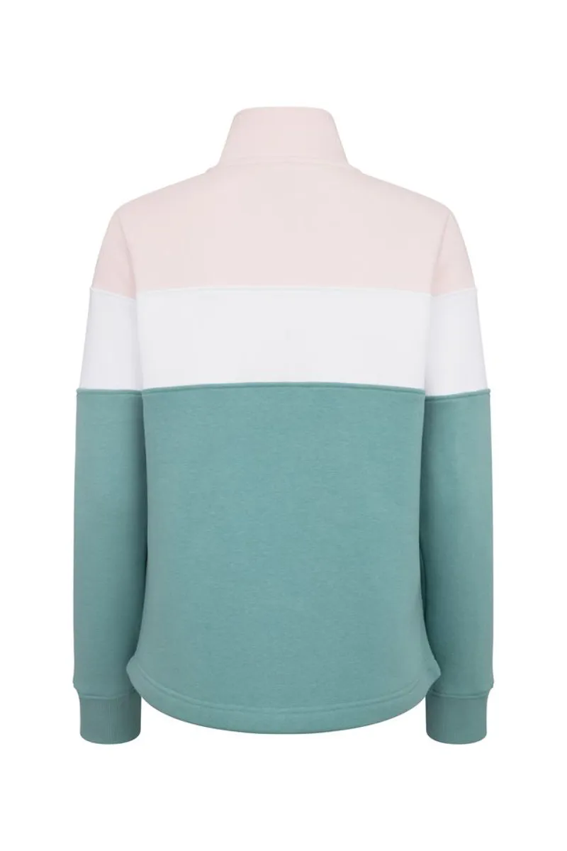 Hoggs of Fife Dumfries 1888 1/4 Zip Sweatshirt in Mineral Blue White and Pink-1