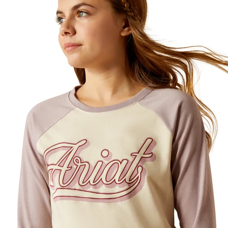 Ariat Pony Script Baseball T-Shirt - Purple Dove Heather-1