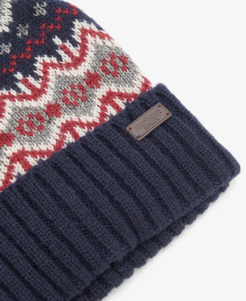 Barbour Fairisle Beanie in Blue Granite-1