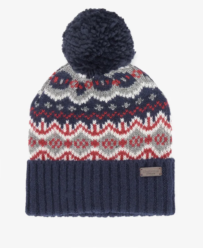 Barbour Fairisle Beanie in Blue Granite