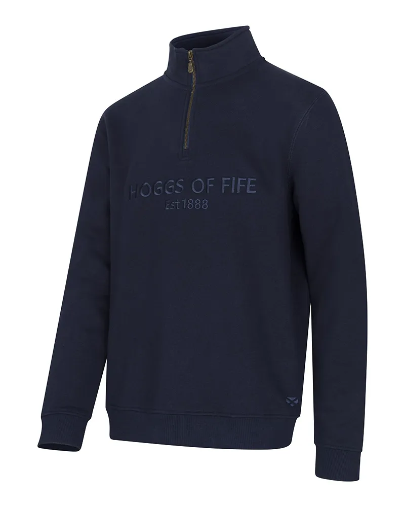 Hoggs of Fife Galloway 1888 Plain 1/4 Zip Sweatshirt in Navy