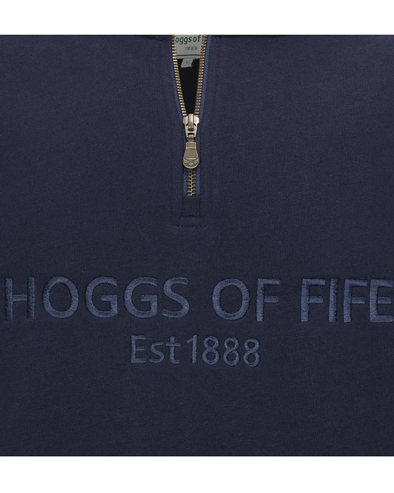 Hoggs of Fife Galloway 1888 Plain 1/4 Zip Sweatshirt in Navy-2