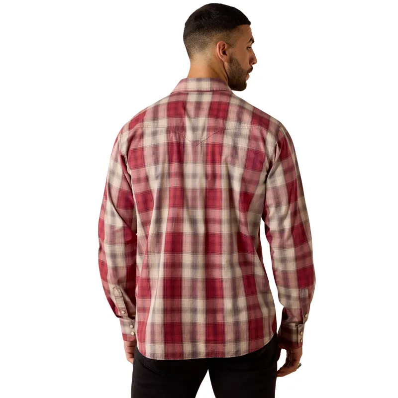 Ariat Retro Hawthorne Western Shirt in Brick Red Plaid-2