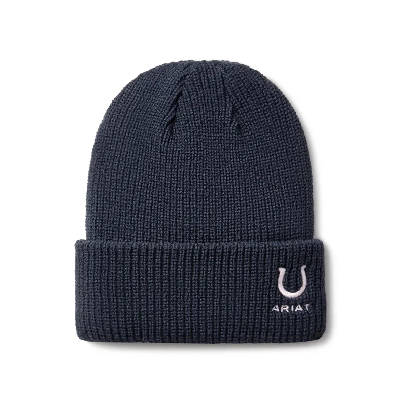Ariat Youth Horseshoe Beanie in Navy