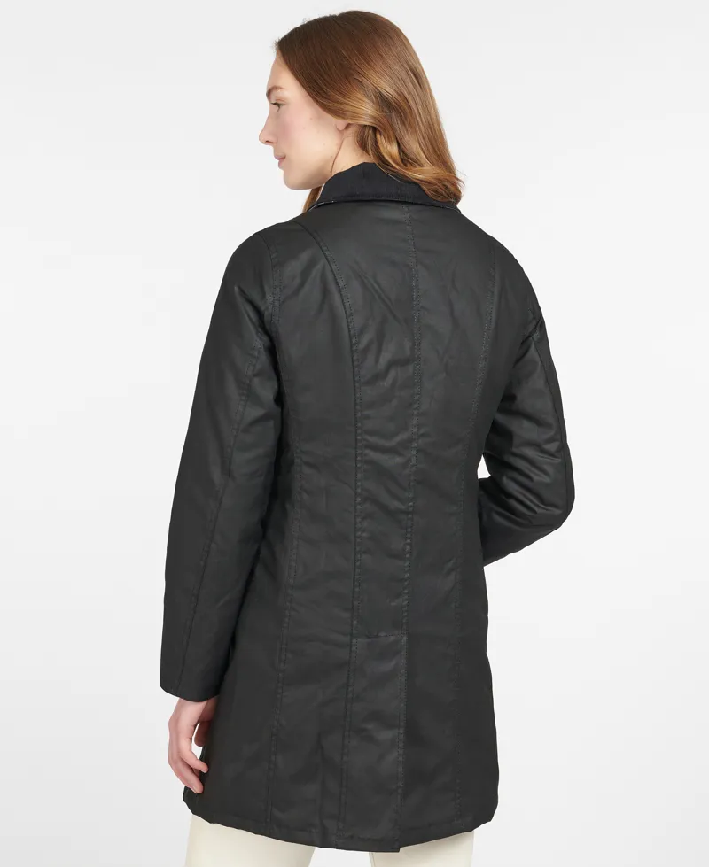 Barbour Ladies Belsay Wax Jacket in Black-3