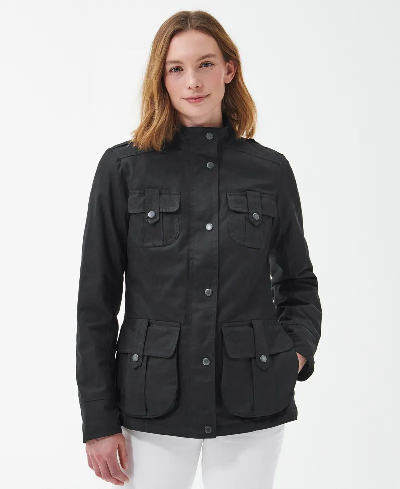 Barbour Winter Defence Wax Jacket in Black-1