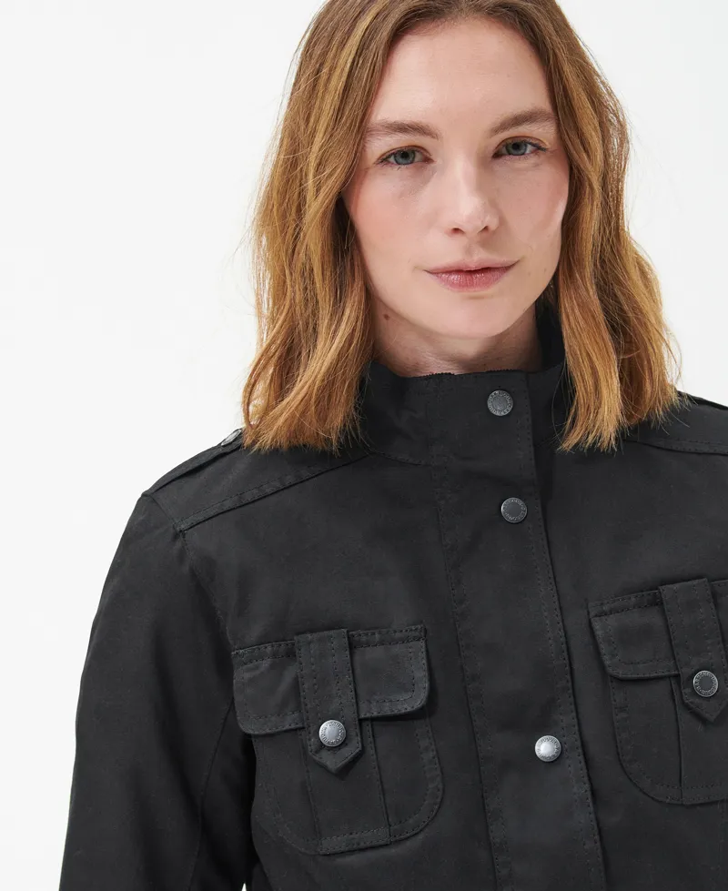 Barbour Winter Defence Wax Jacket in Black-4