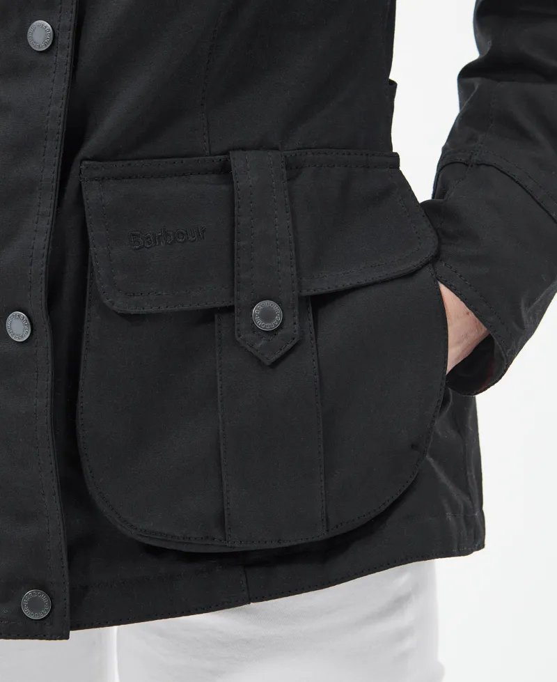 Barbour Winter Defence Wax Jacket in Black-5