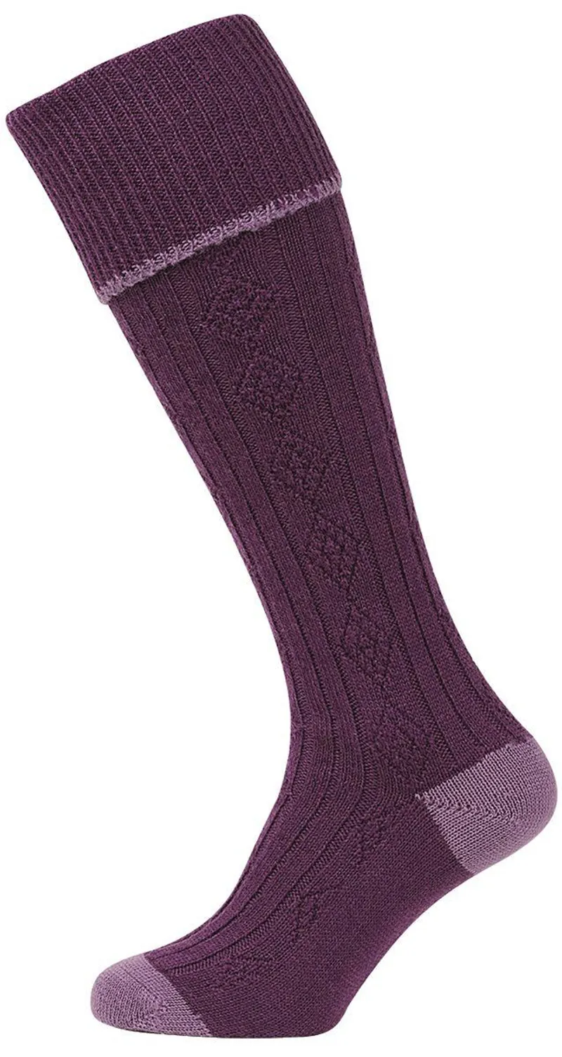 Hoggs of Fife Wool Gun Stockings Purple Lilac size 3-5