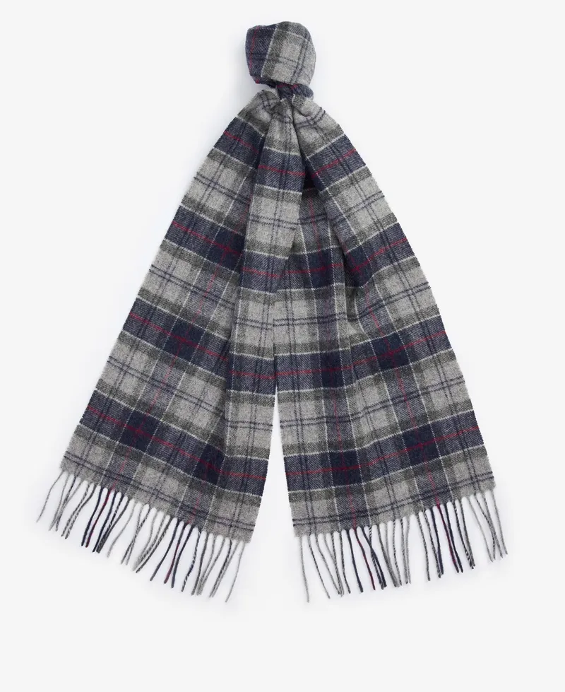 Barbour Tartan Lambswool Scarf in Blue Granite