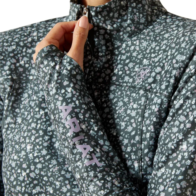 Ariat Lowell 3.0 1/4 Zip Baselayer Flower Ditsy-1