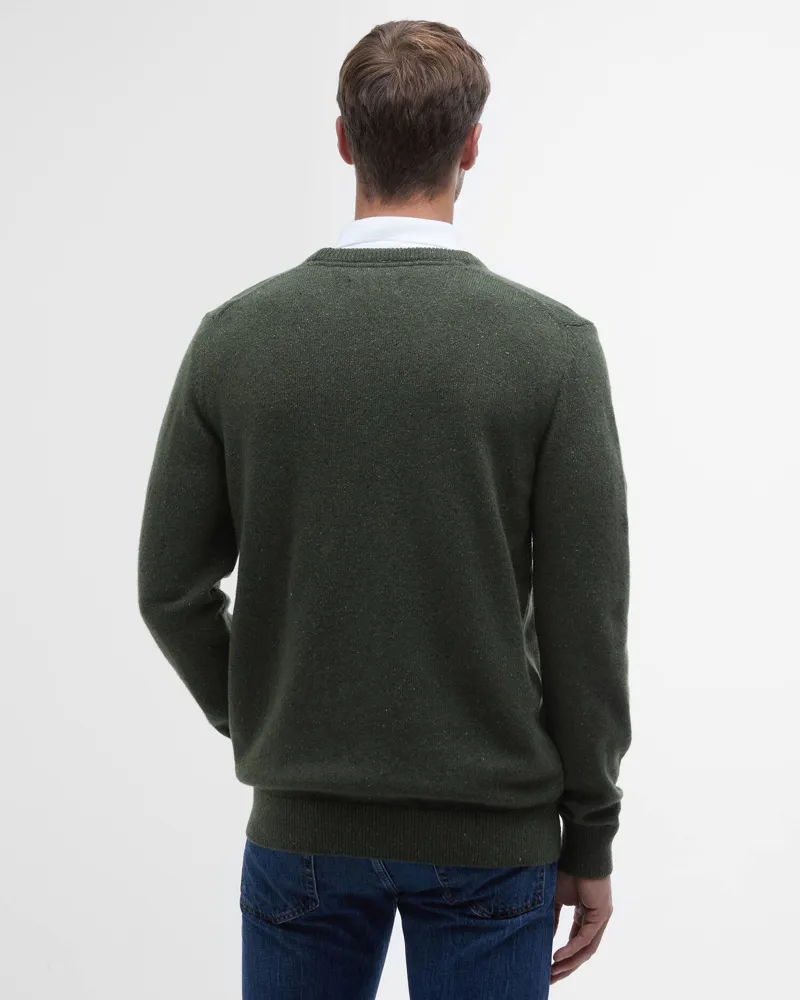 Barbour Essential Tisbury Crew Neck Jumper in Forest-3