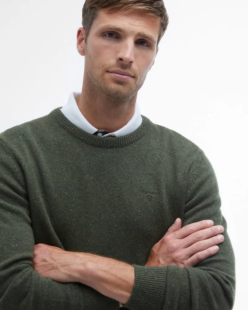 Barbour Essential Tisbury Crew Neck Jumper in Forest-4