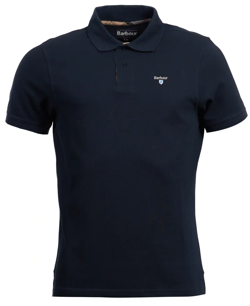 Barbour Tartan Pique Polo Shirt in New Navy