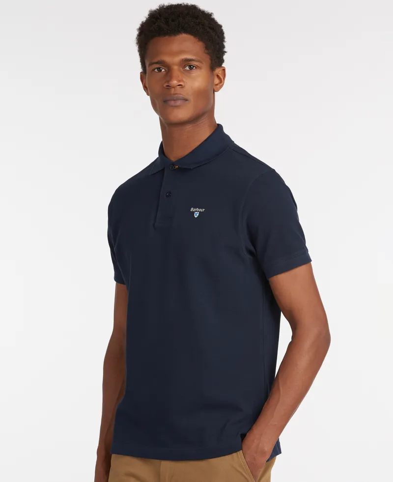 Barbour Tartan Pique Polo Shirt in New Navy-4