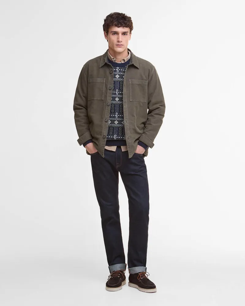 Barbour Moleskin Overshirt in Dark Olive-2