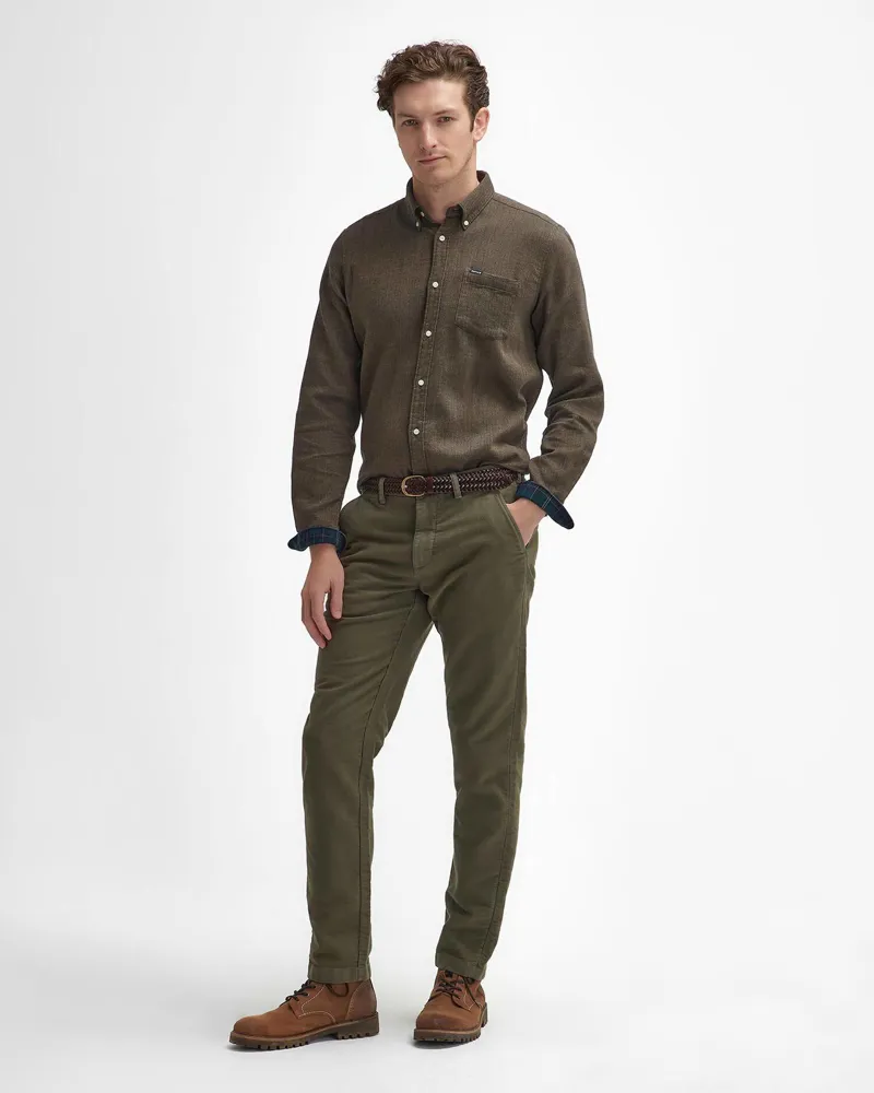 Barbour Mens Moleskin Tailored Trousers in Dark Olive-1