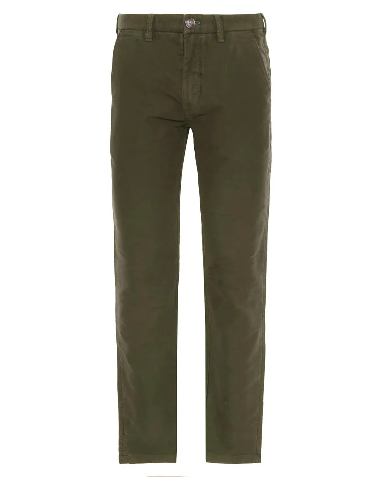 Barbour Mens Moleskin Tailored Trousers in Dark Olive