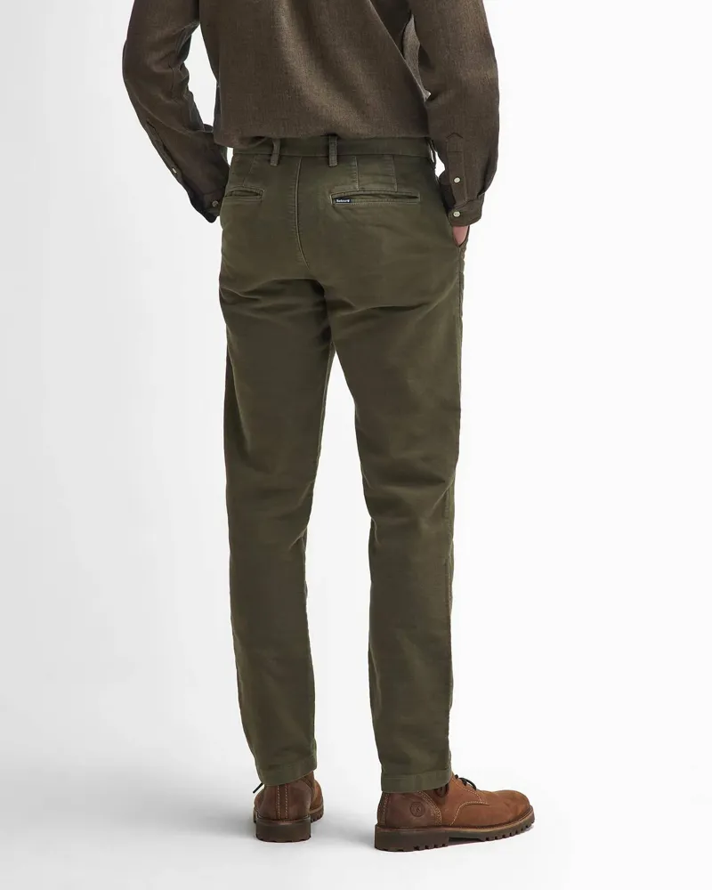 Barbour Mens Moleskin Tailored Trousers in Dark Olive-3
