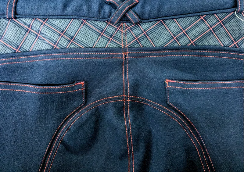 Equine-By-Design Ladies Yoke check Breech - Navy/Pink-2