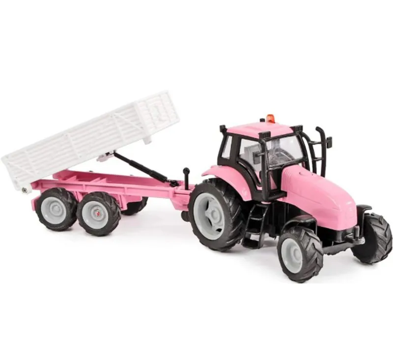 Kids Globe Pink Tractor and Trailer with Lights and Sounds