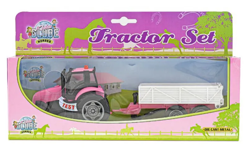 Kids Globe Pink Tractor and Trailer with Lights and Sounds-1