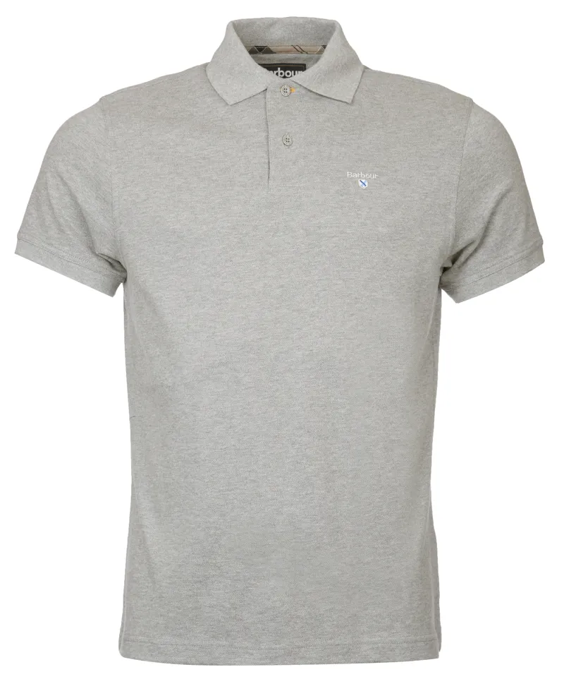 Barbour Tartan Pique Polo Shirt in Grey Marl