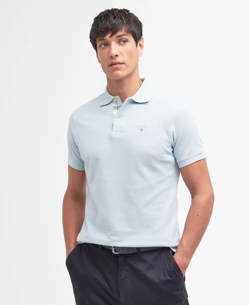 Barbour Tartan Pique Polo Shirt in Niagara Mist-1