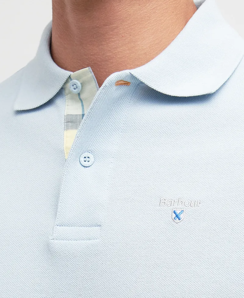 Barbour Tartan Pique Polo Shirt in Niagara Mist-3