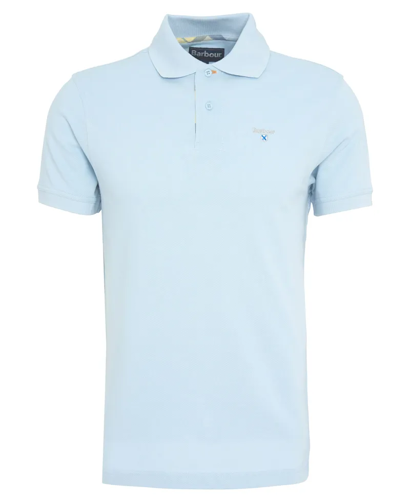 Barbour Tartan Pique Polo Shirt in Niagara Mist