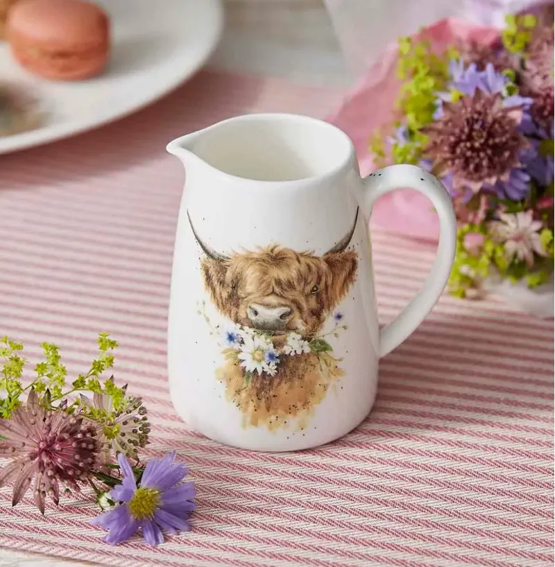 Wrendale 'Daisy Coo' Highland Cow Posy Jug-1