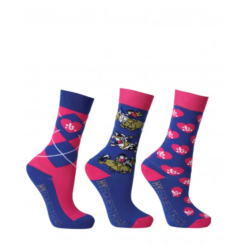 Hy Equestrian Childs Thelwell 'Race' Socks Pack Of 3