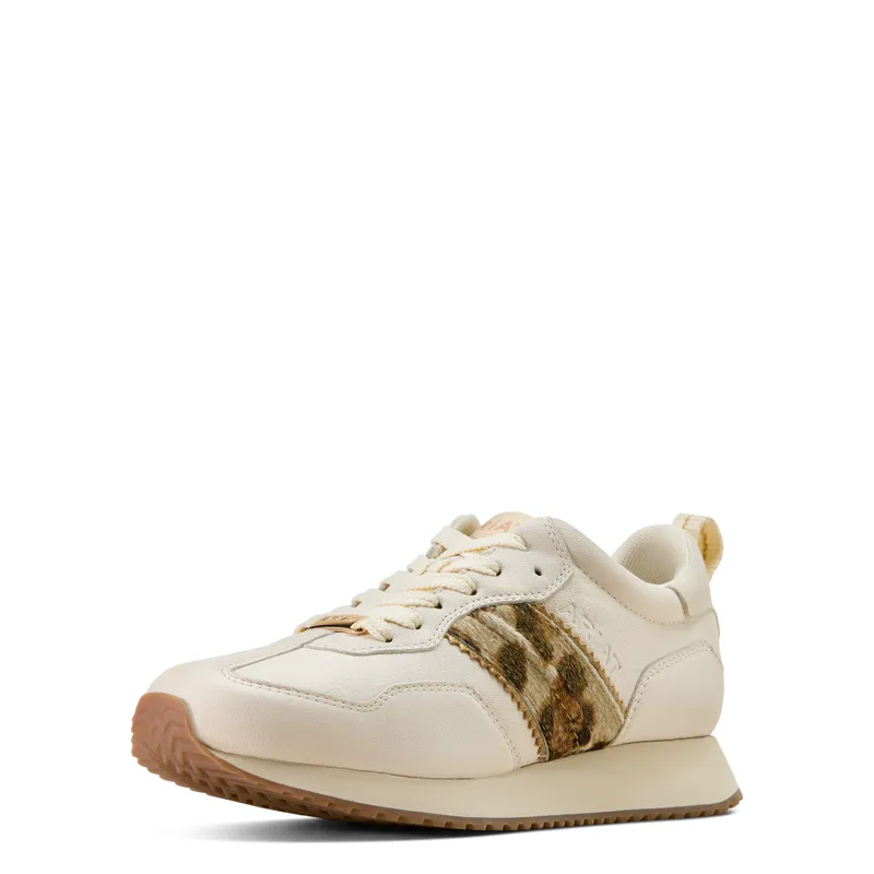 Ariat Ranch Runner Trainers in Bright Cream/Leopard