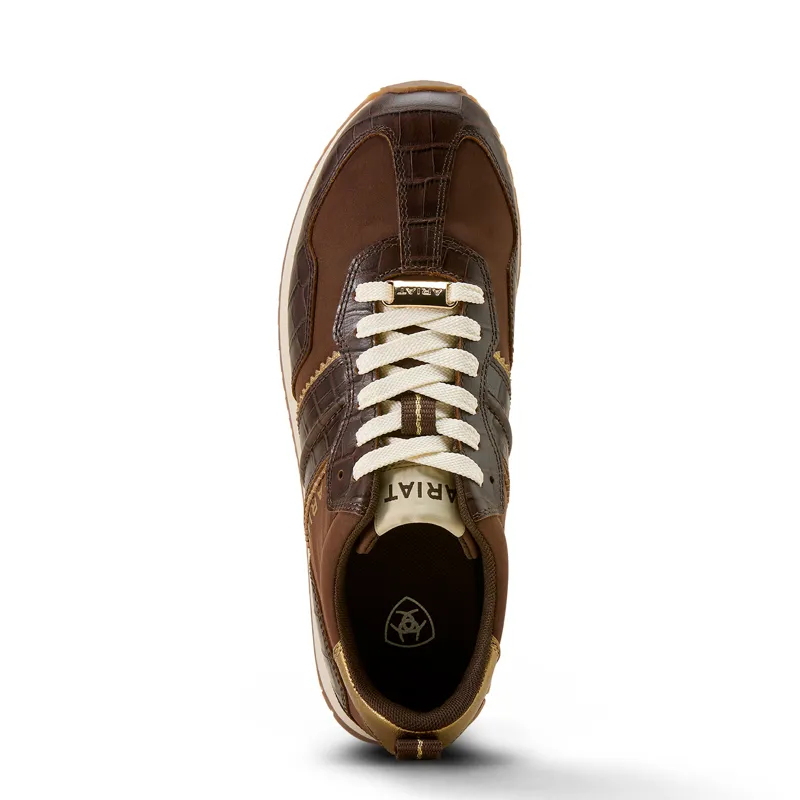 Ariat Ranch Runner Trainers in Aged Tan/Luxe Espresso Croc Print-2