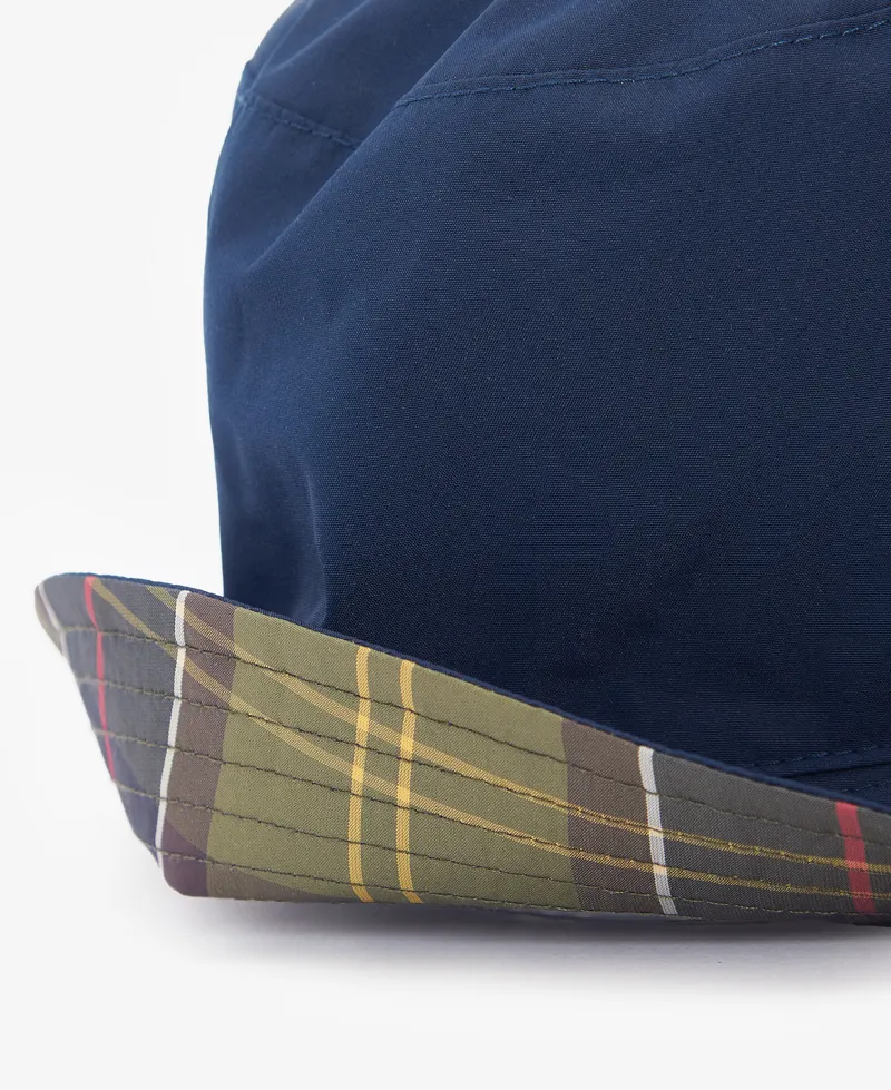 Barbour Hutton Reversible Bucket Hat in Classic Tartan and Navy-1