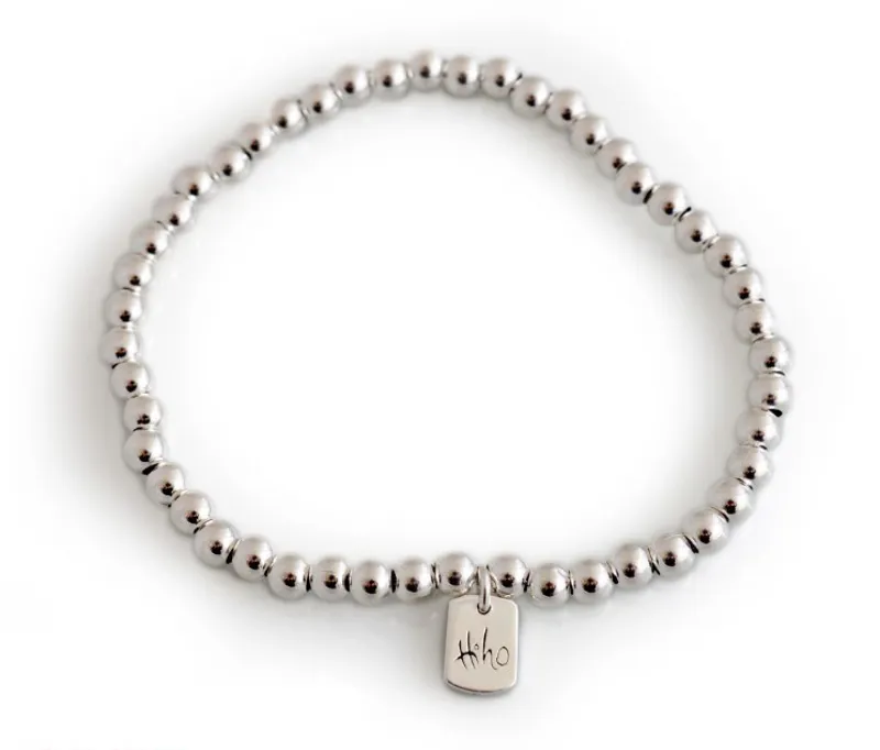 Hiho Sterling Silver Rounded Bead Bracelet