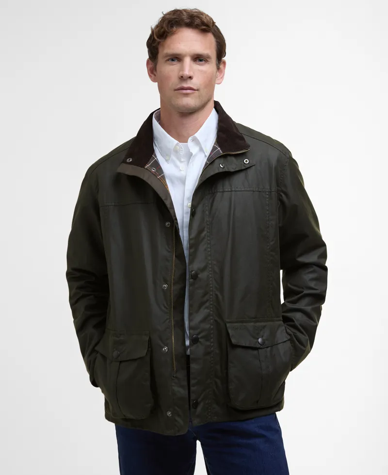 Barbour Sander Wax Jacket in Fern-1