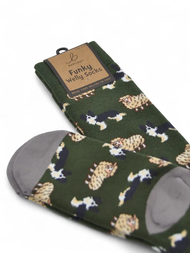 Bartleby Funky Sheepdog Welly Socks-1