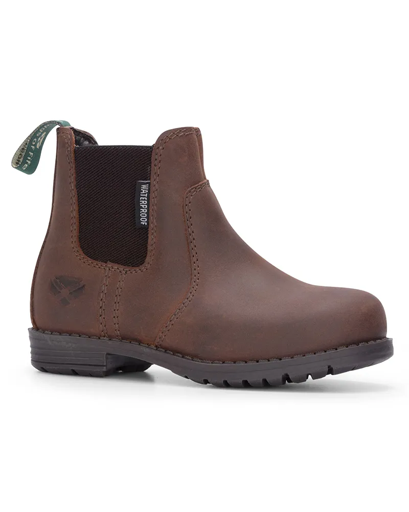 Hoggs of Fife Shire Kids Waterproof Dealer Boot in Brown Waxy