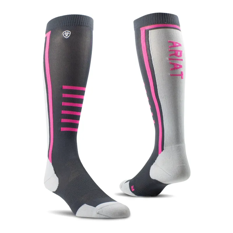 AriatTEK Slimline Performance Socks in Ebony/Knockout Pink