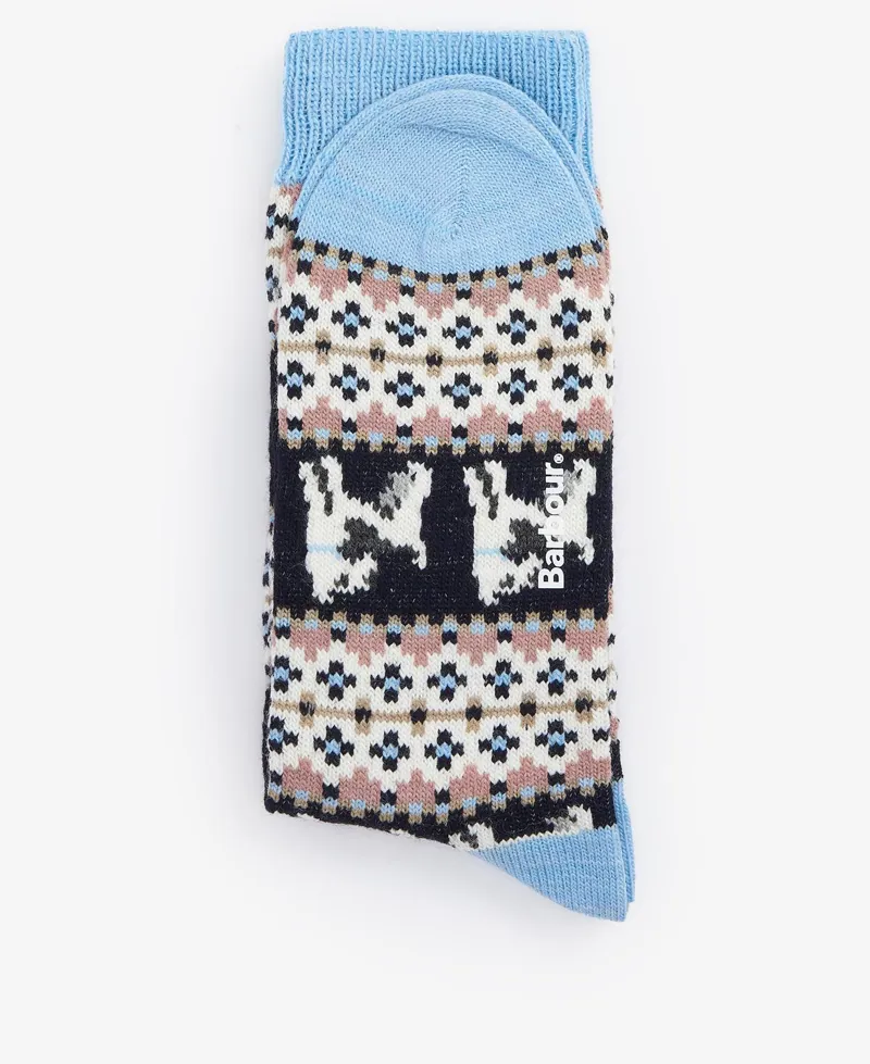 Barbour Terrier Fairisle Socks in Blue and Navy-1