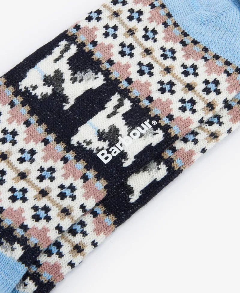Barbour Terrier Fairisle Socks in Blue and Navy-2